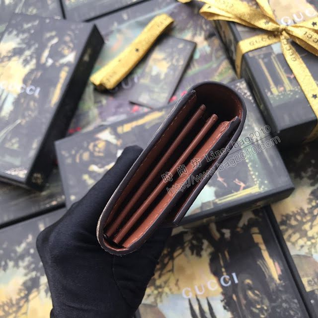 Gucci錢包 古馳新款二折皮夾 甩紋牛皮 Gucci翻蓋女錢包 400586大紅全皮  gdj1192